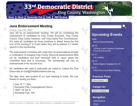 Screenshot for the 33rd District Democrats website.