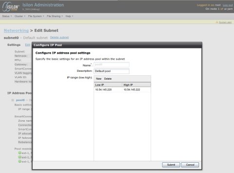 Screenshot of the Isilon Network Configuration Tool